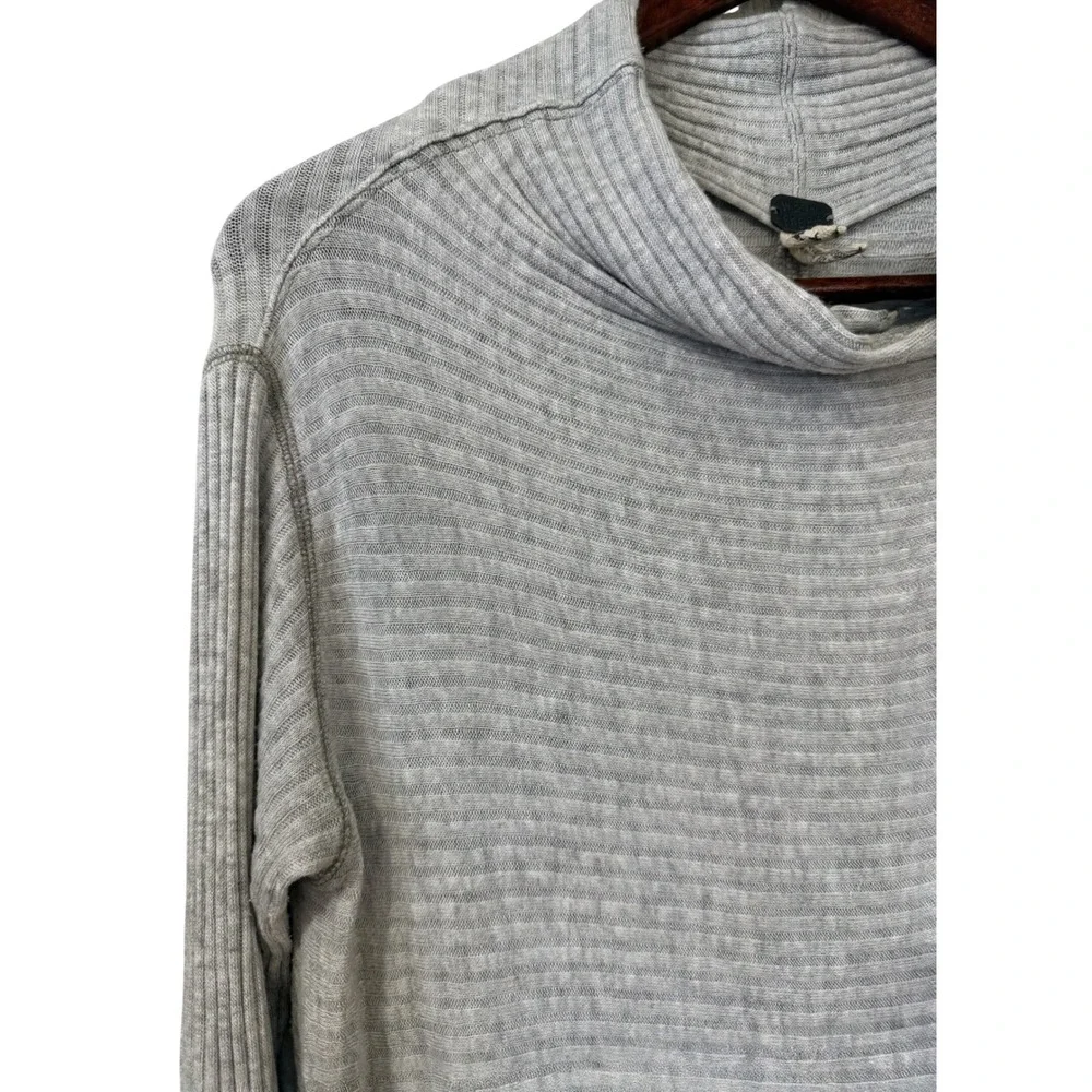 Free People We The Free Medium Gray Lover Rib Cowl Neck Split Back Boho Tunic